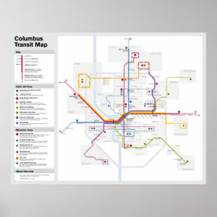 Poster Carte du transport en commun de Columbus Imaginair