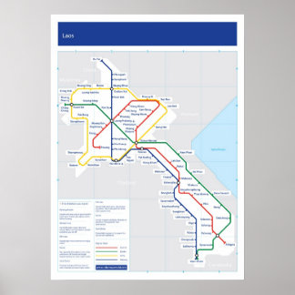 Poster Carte du tube du Laos