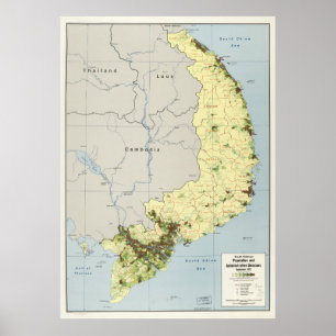 Poster Carte du Vietnam du Sud Septembre 1972