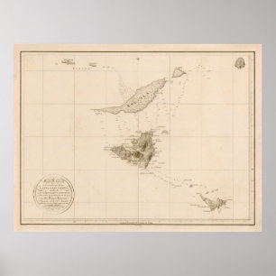 Poster Carte du Vieux St Martins, Anguilla et St Barts Is