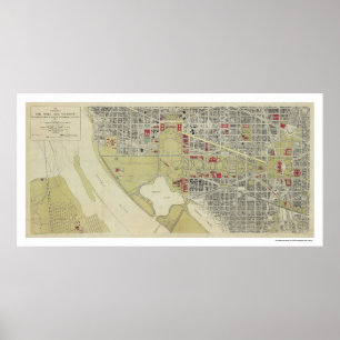 Poster Carte du Washington DC et du mail 1917