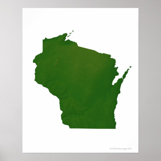 Poster Carte du Wisconsin (Devant)