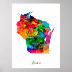 Poster Carte du Wisconsin
