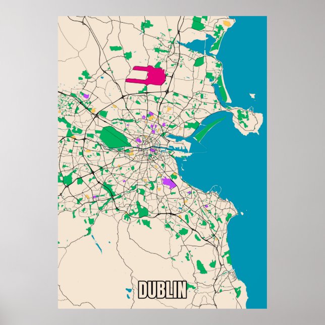 Poster Carte Dublin (Devant)