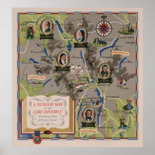 Poster Carte Dunlop Lake District, Angleterre
