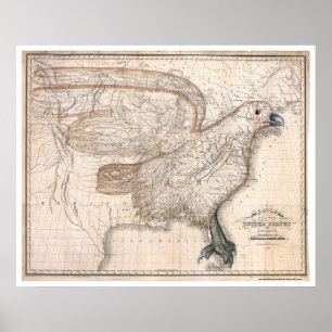 Poster Carte Eagle United States 1832