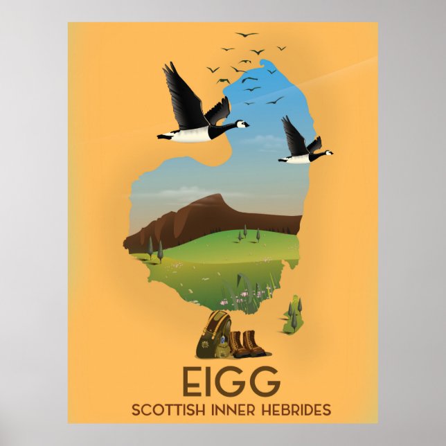 Poster Carte Eigg Scottish Inner Hebrides (Devant)