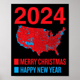 Poster Carte électorale 2024 exacte Joyeux Noël Joyeux N
