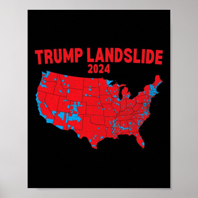 Poster Carte électorale 2024 Trump Défilé Élections rouge (Devant)