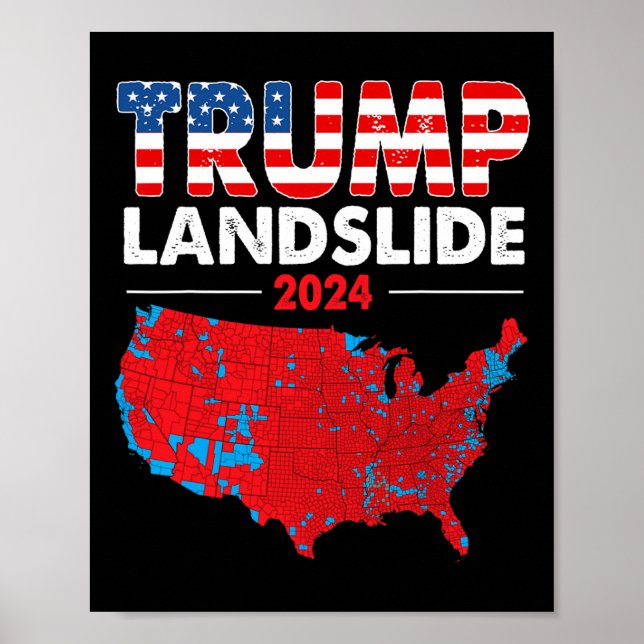 Poster Carte électorale 2024 Trump Défilé Élections rouge (Devant)