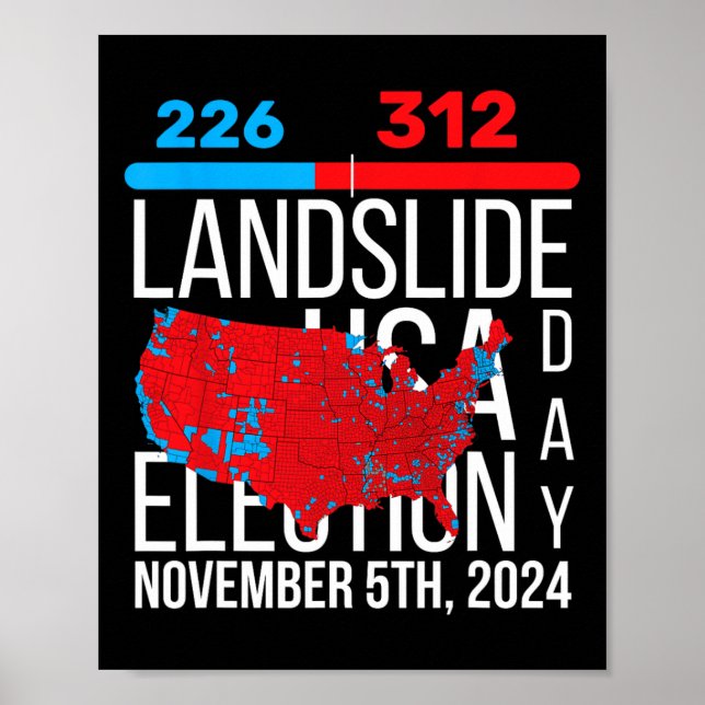 Poster Carte électorale 2024 Vote final 312 Trump Landsli (Devant)