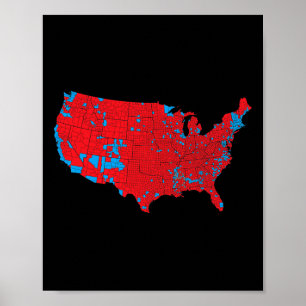 Poster Carte électorale américaine 2024 Président Trump R