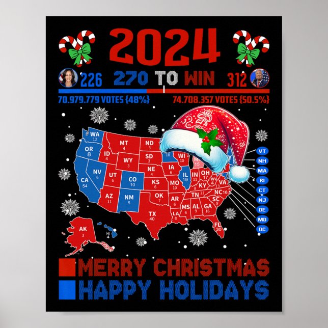Poster Carte électorale de 2024 Joyeux glissement de terr (Devant)