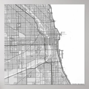 Poster Carte en niveaux de gris de Chicago