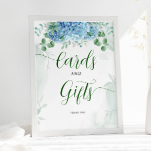 Poster Carte et Baby shower cadeau Blue hydrangea