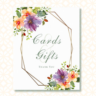 Poster Carte et cadeaux Aquarelle Floral Or Octagon