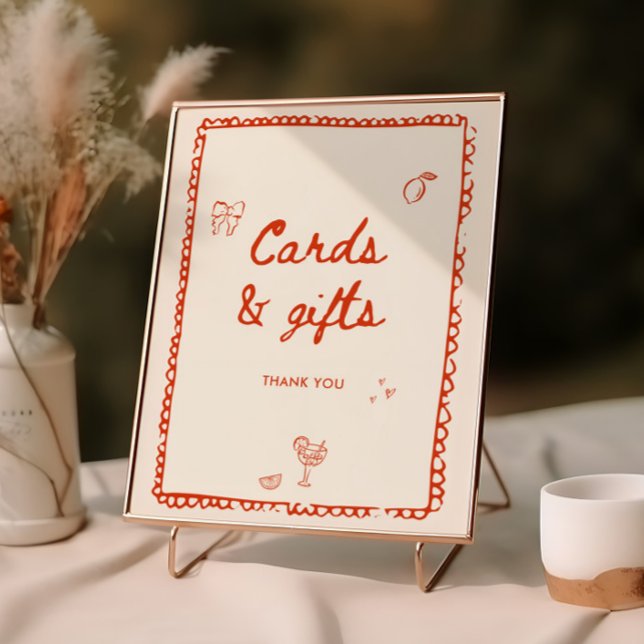 Poster Carte et cadeaux de style italien à main orange (Créateur téléchargé)