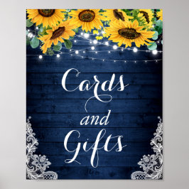 Poster Carte et cadeaux Marine Blue Sunflower String