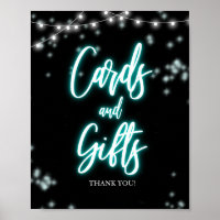 Carte et cadeaux néon sarcelle pour 16 ans Joyeux