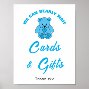Poster Carte et cadeaux pour Baby Shower Ourson à venir