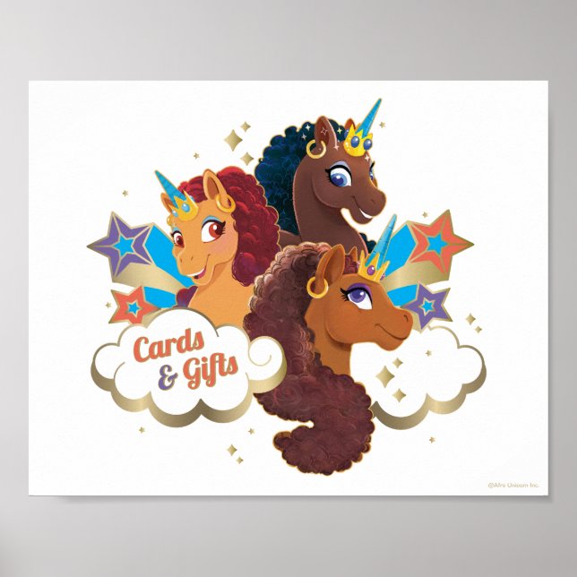 Poster Carte et cadeaux Unicorn Afro Symbole d'Anniversai (Devant)
