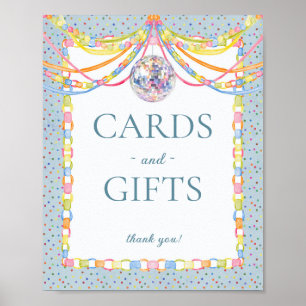 Poster Carte et panneau de cadeaux d'anniversaire Blue Cu