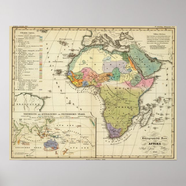 Poster Carte ethnographique de l'Afrique (Devant)