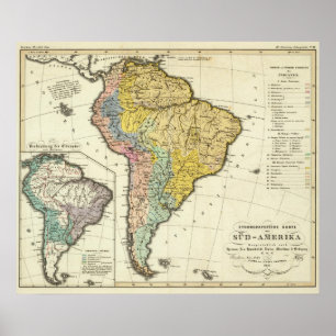Poster Carte ethnographique de l'Amérique du Sud