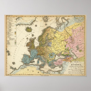 Poster carte ethnographique de l'Europe
