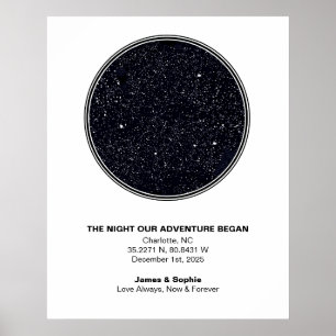Poster Carte Étoile Personnalisée Imprimer, Nuit Nous Avo