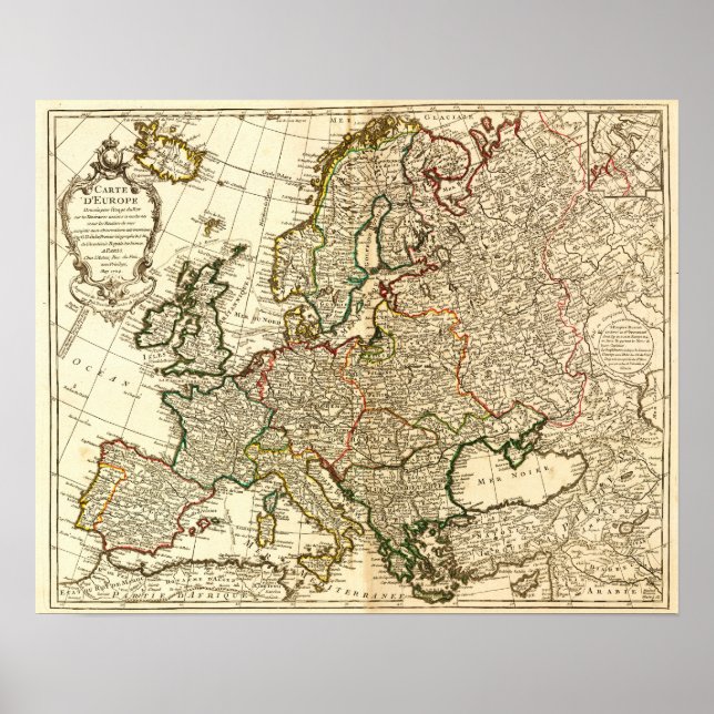 Poster Carte EuropePanoramiqueEurope 2 (Devant)