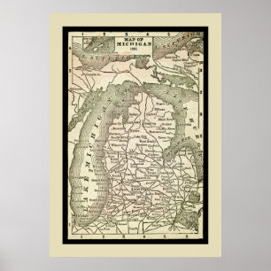 Poster Carte Extraordinaire des antiquités du Michigan