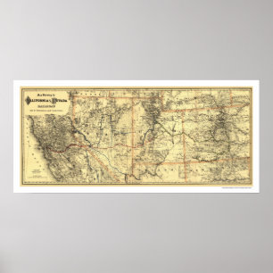 Poster Carte ferroviaire California & Nevada 1882