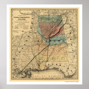 Poster Carte ferroviaire de l'Alabama et du Tennessee 186