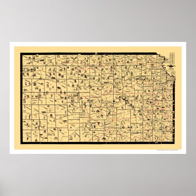 Poster Carte ferroviaire du Kansas 1897 (Devant)