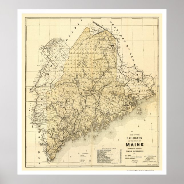 Poster Carte ferroviaire du Maine 1899 (Devant)