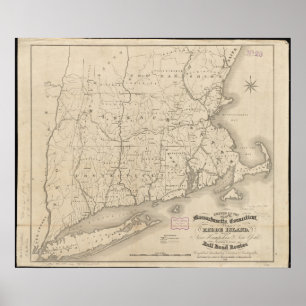 Poster Carte ferroviaire du sud de la Nouvelle-Angleterre