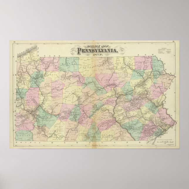 Poster Carte ferroviaire Penn (Devant)