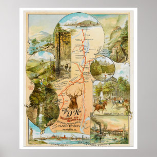 Poster Carte ferroviaire vintage Delaware et Hudson