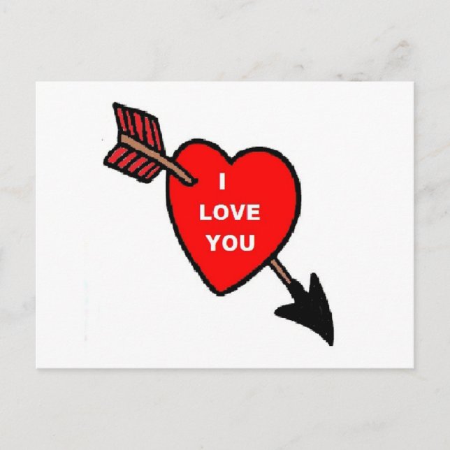 Poster Carte Flèche Tru Coeur Rouge, Je Vous Aime (Devant)