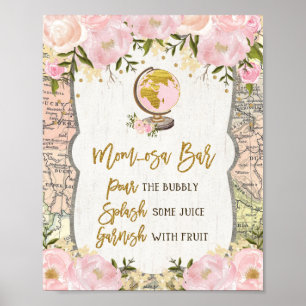 Poster Carte florale Blush Momosa Bar Mimosa Baby Adventu