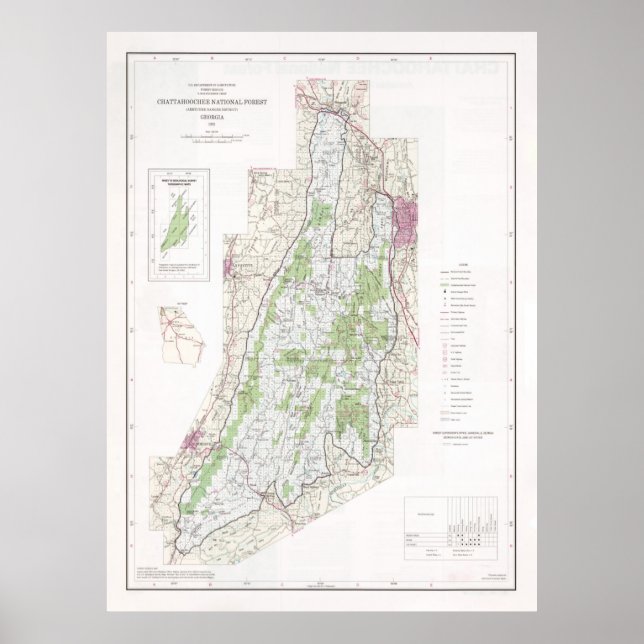 Poster Carte forestière nationale de Chattahoochee (1982) (Devant)