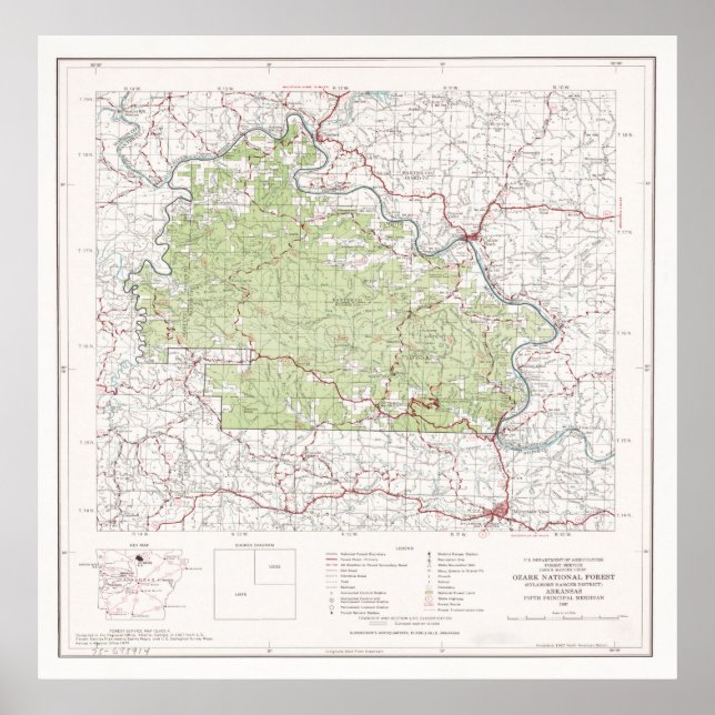 Poster Carte forestière nationale d'Ozark (1972) Forêt de (Devant)