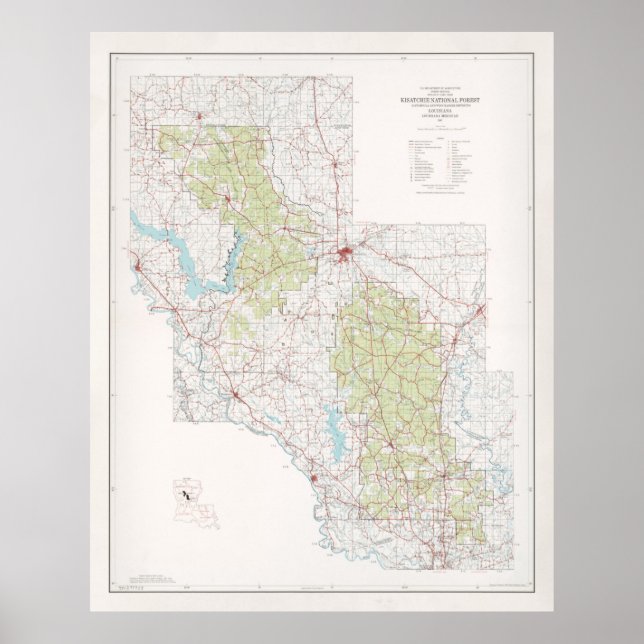 Poster Carte forestière nationale Old Kisatchie (1967) (Devant)