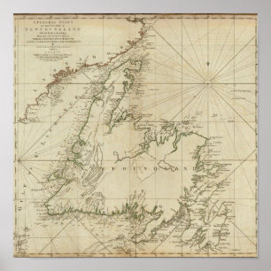 Poster Carte Générale De L'Île De Terre-Neuve