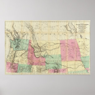 Poster Carte générale des états de North Pacific