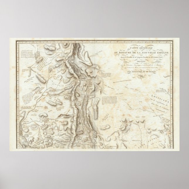 Poster Carte générale du Royaume de Nouvelle-Espagne (Devant)