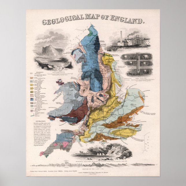 Poster Carte géologique d'Angleterre (Devant)