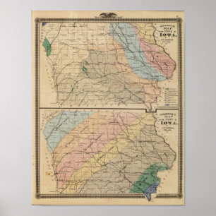 Poster Carte géologique de l'État de l'Iowa