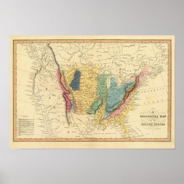 Poster Carte géologique des États-Unis (Devant)